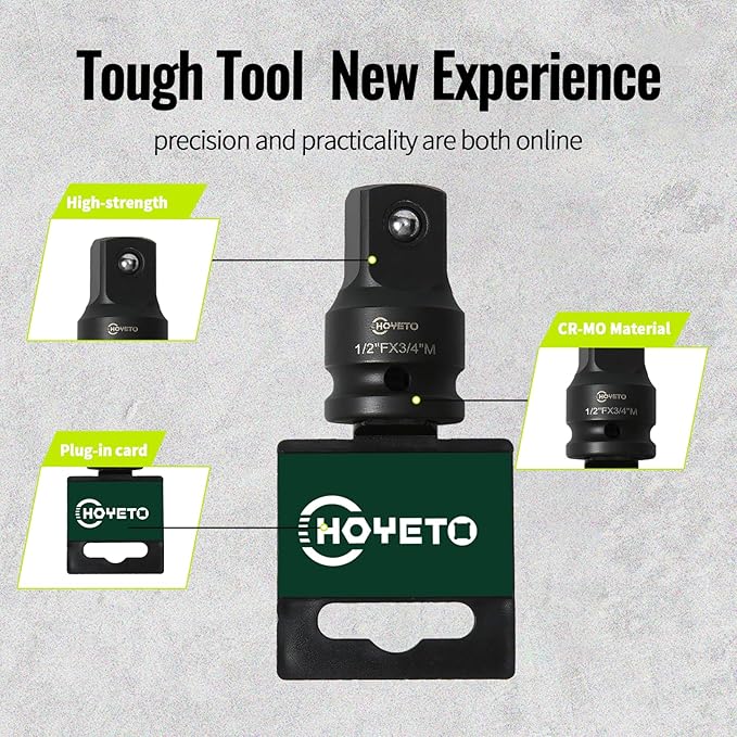 1/2" to 3/4" Industrial Impact Adapter | Cr-V Steel | Heavy-Duty Rotation Converter for Machinery