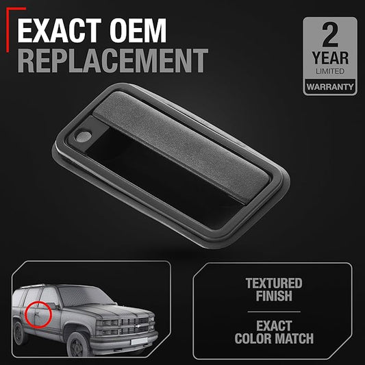 T1A Exterior Front Passenger Door Handle, Upgraded Metal - Compatible with 1995-2000 Chevrolet, GMC C/K 1500 2500 3500 Suburban Tahoe Yukon; 1999-2000 Cadillac Escalade - Textured Black - OEM 1574223