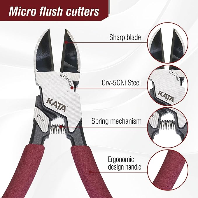 KATA Wire Cutters Plier for Crafting: Heavy Duty 6-Inch Side Cutter Pliers Metal Cutting Tool - Sharp Flush Cut Model Snips for Jewelry Making- For Floral, Artificial Flowers, Chicken Wire, Electrical
