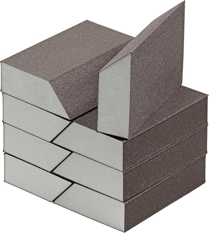240 Grit Angled Sanding Blocks, Jamiikury Fine Sponge Sand Block Washable and Reusable, Wet & Dry Sandpaper Block for Wood Metal Drywall and Furniture Paint - Pack of 8