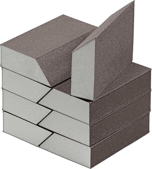 240 Grit Angled Sanding Blocks, Jamiikury Fine Sponge Sand Block Washable and Reusable, Wet & Dry Sandpaper Block for Wood Metal Drywall and Furniture Paint - Pack of 8