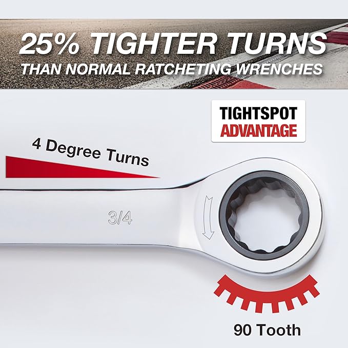 Jaeger 3/4 Inch Ratcheting Wrench with Upgraded 4째 Precision and Hardened, Polished Steel for Projects with Tight Spaces