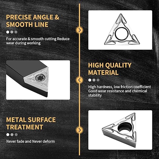 5/16" Indexable Carbide Turning Inserts Holder Set for Machining Lathes, 5 Pcs Set Metal Lathe Tools Inserts Bits with Carbide Inserts TCMT090204.