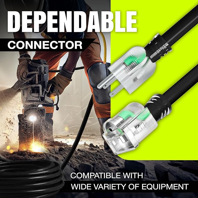 200ft Outdoor/Indoor Extension Cord 12/3 Gauge Extra Heavy Duty 3 Prong SJTW, Waterproof, Flexible Cold-Resistant Long Power Cord,8A 125V 1000W, Black by LifeSupplyUSA