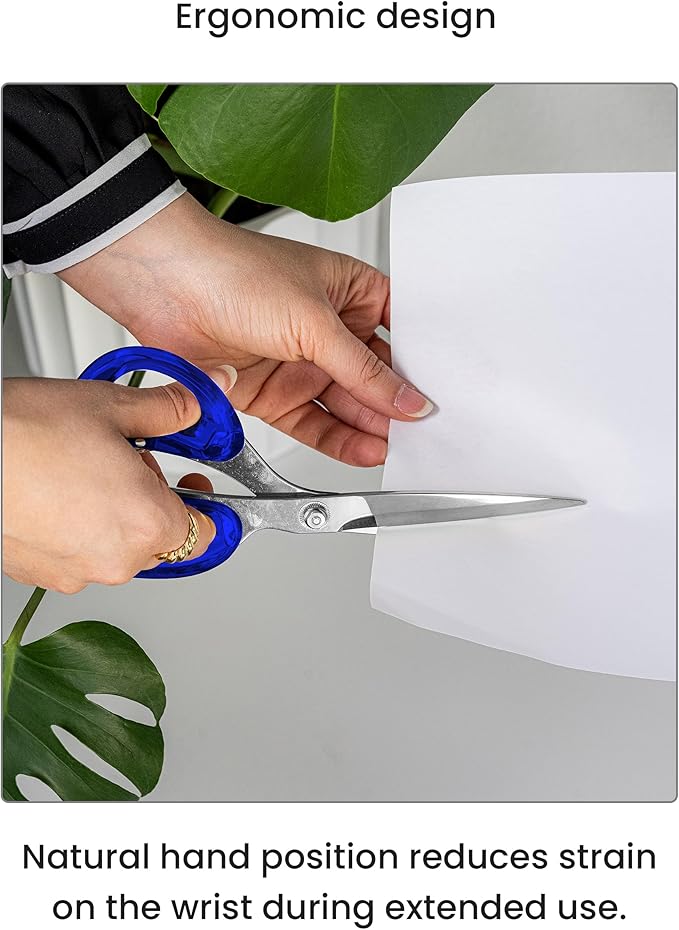 OfficeGoods 9??Stainless Steel Acrylic Scissors for Office and Home - Aesthetic and Sharp All Purpose Scissors, Perfect for Sewing, Arts and Crafts - Blue Silver Metal