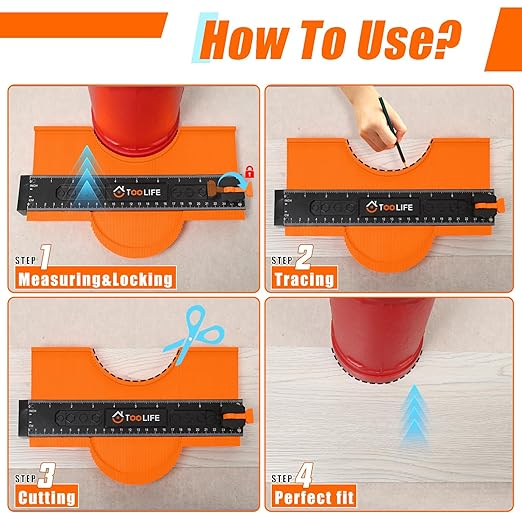 TOOLIFE Contour Gauge Profile Tool Unlimited Connection 10 inch, Christmas Gifts for Him Dad, Super Gauge Shape and Outline Tool, Gift for Men Stocking Stuffer, Shape Outline Edge Angle Measuring