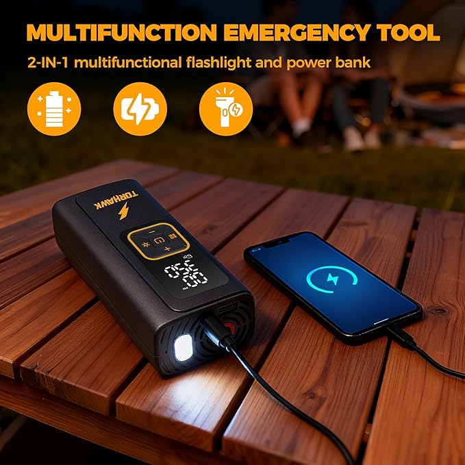 Dual Power Tire Inflator Portable Air Compressor - 5X Faster 160 PSI Cordless Air Pump for Car Tires, Truck, SUV - 7500mAh & 12V DC Powered with Digital Gauge, LED Light & Auto Shut-Off, With Case