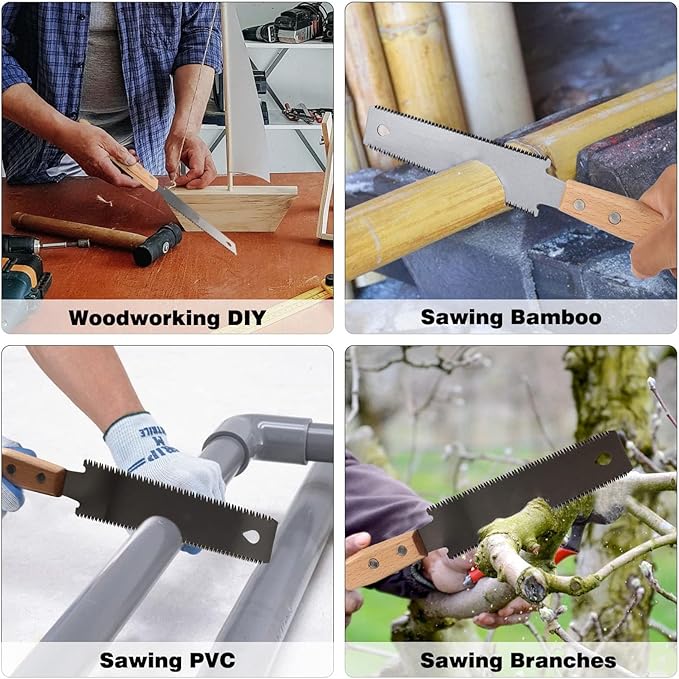 Mini Hand Saw Woodworking Tools,6 Inch Double Edges Flexible Flush Cut Saw,TPI 17/11 SK5 Blade Small Pull Saw for Craft, Flat Cutting Trim