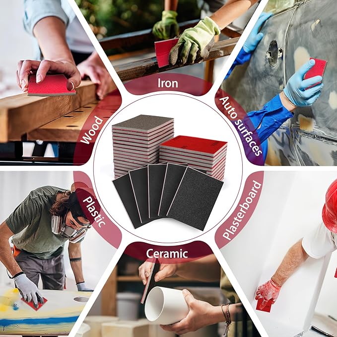 27 Pcs Sanding Sponge Pads, 120-3000 Grit Sandpaper Assortment, Wet Dry Washable Foam Sanding Block, Abrasive Sand Paper for Hand Sanders, Wood, Metal, Auto, Drywall, Furniture Polishing