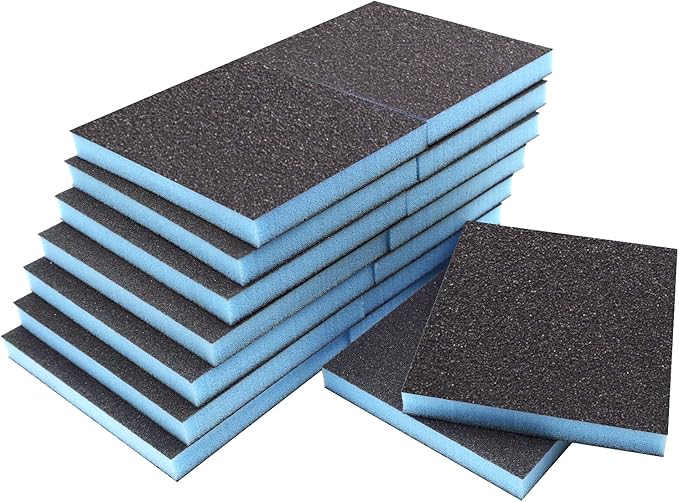 16Pcs 60 Grit Sanding Sponge, Jamiikury Coarse Sanding Blocks Washable and Reusable, Wet Dry Sandpaper Sponge for Wood Metal FurniturePaint and Drywall