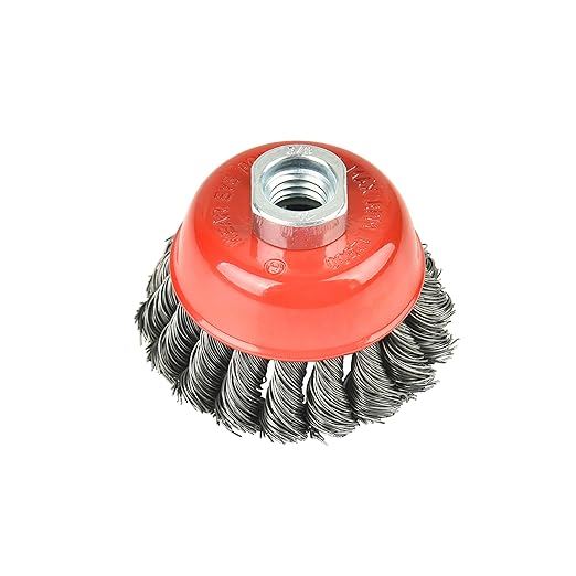 Aain 3 inch Wire Wheel Brush Cup Brush,2 Pack Twisted Knotted Cup Brush for Grinders,5/8"-11 Threaded Arbor for Angle Grinder,Max RPM 12,500,0.020in Carbon Steel for Rust Removal,Abrasives