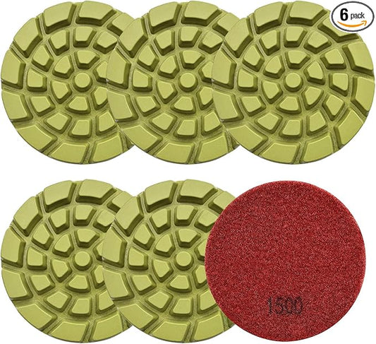 Diamond Concrete Polishing Pads - BRSCHNITT 6pcs 4 inch Grit#1500 Resin Bond Renew Pads Beton Floor Renew Reparing Disk