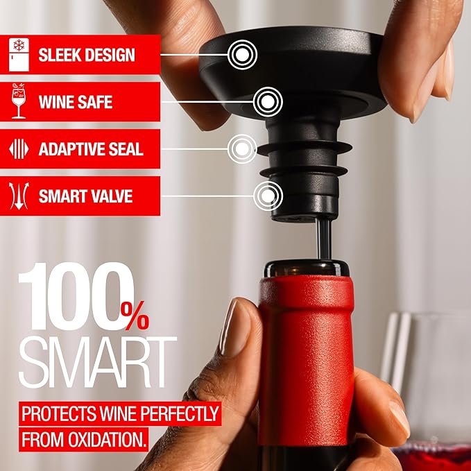 zzysh짰 3 in 1 Wine Saver, Stopper & Argon Gas Wine Preserver Up to 8 Weeks - Wine Preservation System with Argon Gas Cartridges For Wine - Most Inspired Wine Set Gifts for Women, Men Wine Lovers
