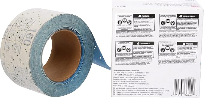 3M Hookit Blue Abrasive Sheet Roll, 36191, Multi-Hole, 2.75 in x 13 yd, 180+ Grade, Automotive Sanding Roll Sandpaper for Coating Removal, Body Repair, Auto Sanding