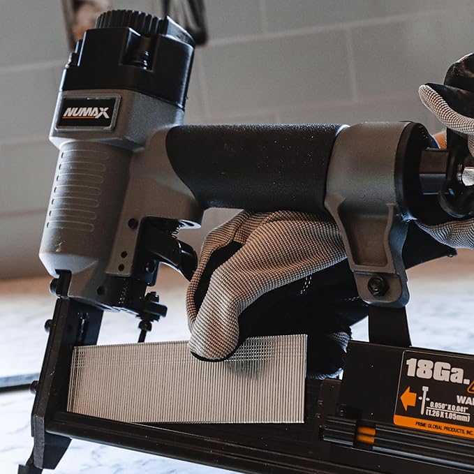 NuMax Pneumatic 3-in-1 Nail Gun | 16 GA & 18 GA Finish Nailer, Brad Nailer, Stapler | Multi-Purpose Air Tool for Trim, Moulding, Baseboards, Furniture, and Home Improvement Projects | SL31