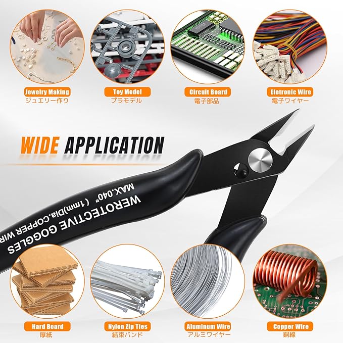 170 Wire Cutters, 10 Pack, Flush Cut Pliers 5 Inch, BOOSDEN Micro Wire Cutters Diagonal Cutting Pliers, Flush Cutter for Jewelry Making, Wire Snips Nippers for Artificial Flowers, Crafts, Zip Ties