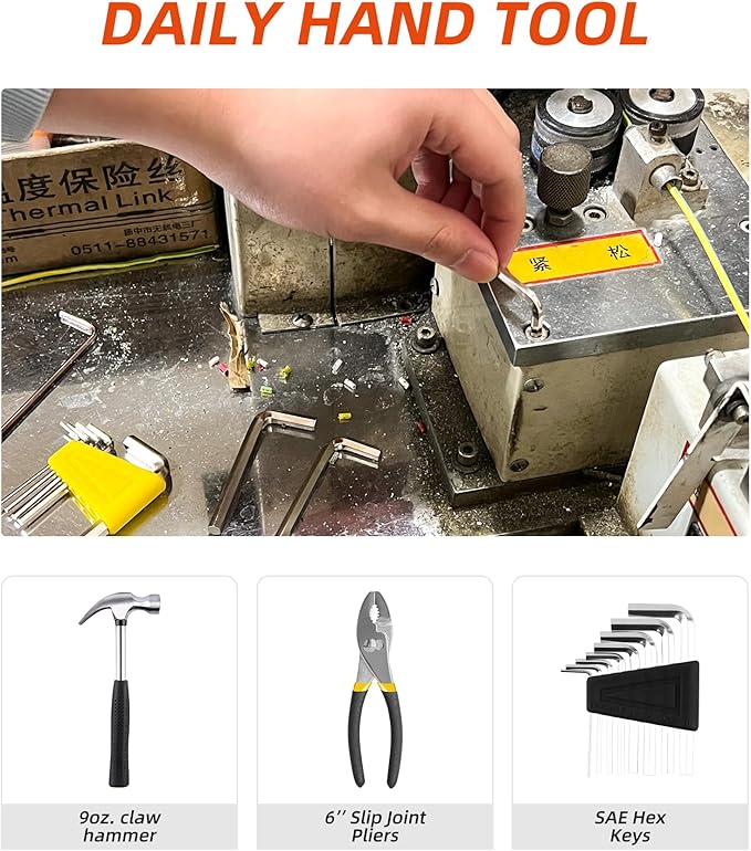 DIFFLIFE 40-Piece Tool Set - General Household Hand Tool Kit with Plastic Toolbox Storage Case…