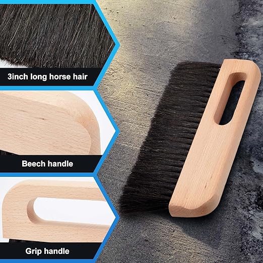1 Pcs Concrete Brush Horsehair Bristles, 12 Inch Length Masonry Brush Wood Backed Concrete Broom, Black Horsehair Fibers