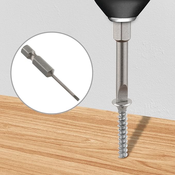 10 Pcs SL2 Magnetic Slotted Screwdriver Bits S2 Steel Flat Head Screwdriver Bits with 1/4 Inch Hex Shank, 2 Inch Length