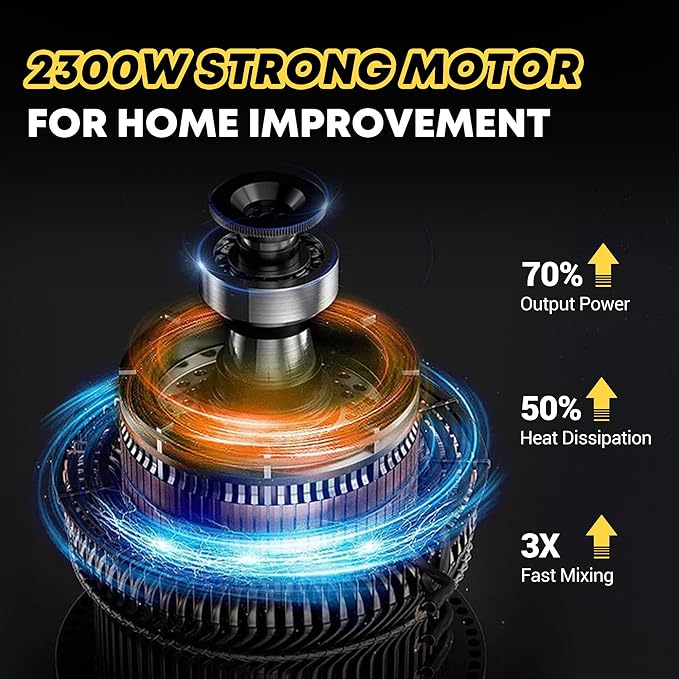 SILVEL Cement Mixer, 2300W Handheld Electric Concrete Mixer, Portable Mortar Mixer with 6 Adjustable Speed, 110V Mud Mixer for Mixing Mud, Cement, Mortar, Paint, Fodder