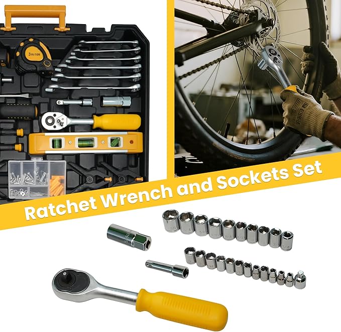 Tool Set with Screwdrivers, Ratchet Wrenches, Socket Wrenches, Hand Saw, Hammer ??General 168-Piece Tool Kit for Home, Car, Dorm, Motorcycle, Plumbing Repairs