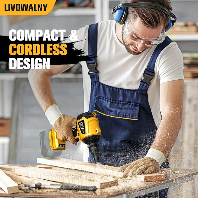 LIVOWALNY Cordless Dust Blower Compatible with Dewalt 20V Battery, Leaf Blower Brushless Handheld Sawdust Blower 447 MPH/39 CFM for Garages, Sawmill Room, Workshop Cleaning (No Battery)