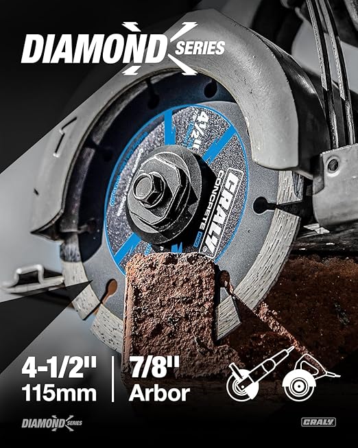 CRALY 4-1/2 Inch Super Thin Segmented Diamond Blade, 7/8 in Arbor, 4.5'' Diamond Stone Blade for Angle Grinder & Masonry Saw, Diamond Cutting Wheel for Cutting Concrete, Brick, Granite, Block