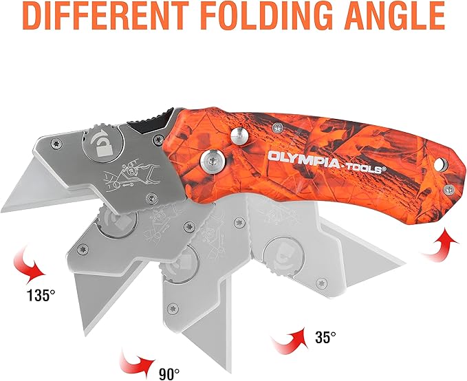 Olympia Tools Design Folding Utility Knife, Orange Camo
