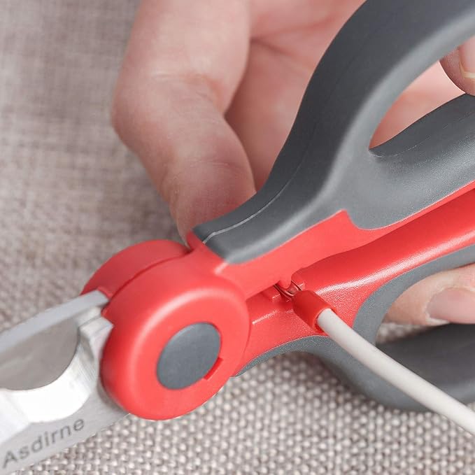2 Pack Electrician Scissors, Heavy Duty Stainless Steel Sharp Blades and Soft Rubber Grip, Electrician Shears with Protective Cover, 6.1 Inch (Gray/Red)