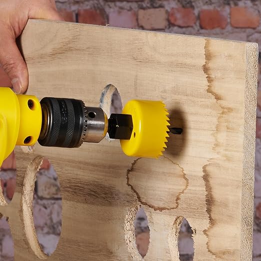 KATA Hole Saw Kit, 20 Pieces Hole Saw Set with 3/4"-6"(19-152mm) 13PCS Saw Blades, 2 Mandrels, 3 Drill Bits, 1 Installation Plate, 1 Hex Key, Ideal for Soft Wood, Plywood, Drywall, PVC, Yellow