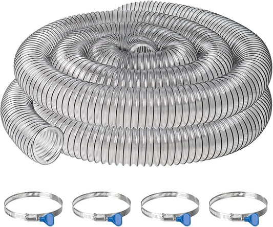 3" x 20' PVC Dust Collection Hose,3 Inch Dust Collector Vacuum Hose for Woodworking Dust Collection Systems,Dust Collection Tube Flexible Clear PVC Fume Debris Collection Hose w/Carbon Steel Wire