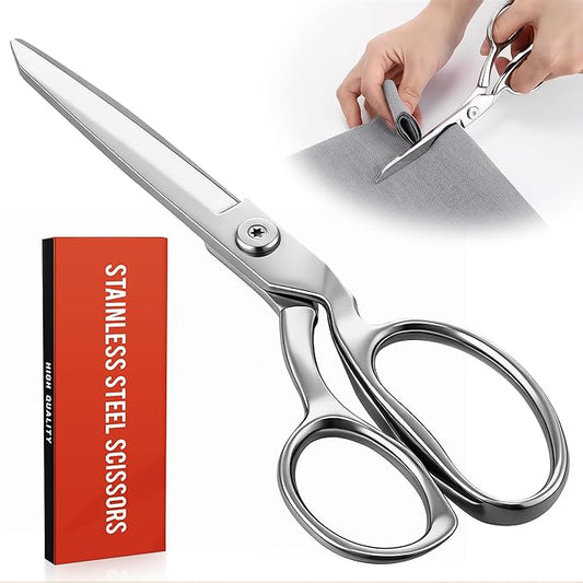Nuanchu Professional Fabric Scissors, 8" Sewing Scissors for Fabric Cutting, Heavy Duty Multi Purpose Shear for Tailoring, Leather, Craft, Stainless Steel Sharp Precision Shears Blades, Ambidextrous