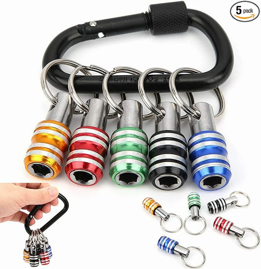 Bit Holder 1/4 inch Hex Shank Screwdriver Bits Holder Extension Bar Keychain Screw Adapter Drill Change Hand-held Screwdrivers Drill Bits Holder Portable (5PCS)
