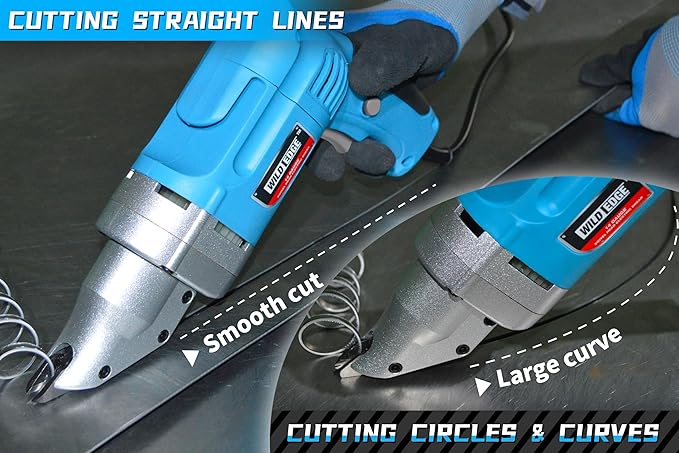 Electric Metal Shear, 14 Gauge 5.0 Amp Variable Speed Swivel Head Heavy Duty Sheet Metal Cutter