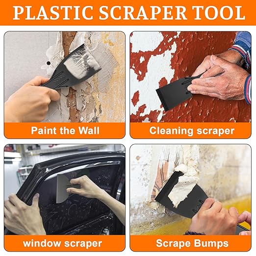 15 Pack Plastic Putty Knife, Putty Knife Scraper for Spackling, Scraper Tool Set in 6 Sizes, Flexible Knives for Taping Drywall Wall Painting