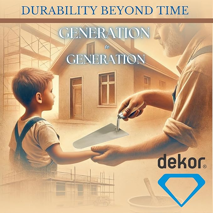 DEKOR Plaster and Brick Trowel - Size 8" - German Stainless Steel Ensures Rust-Free Performance for Masonry Tools, Bricklaying, Plastering - Commercial and DIY Use - Made in Europe - Wooden Handle