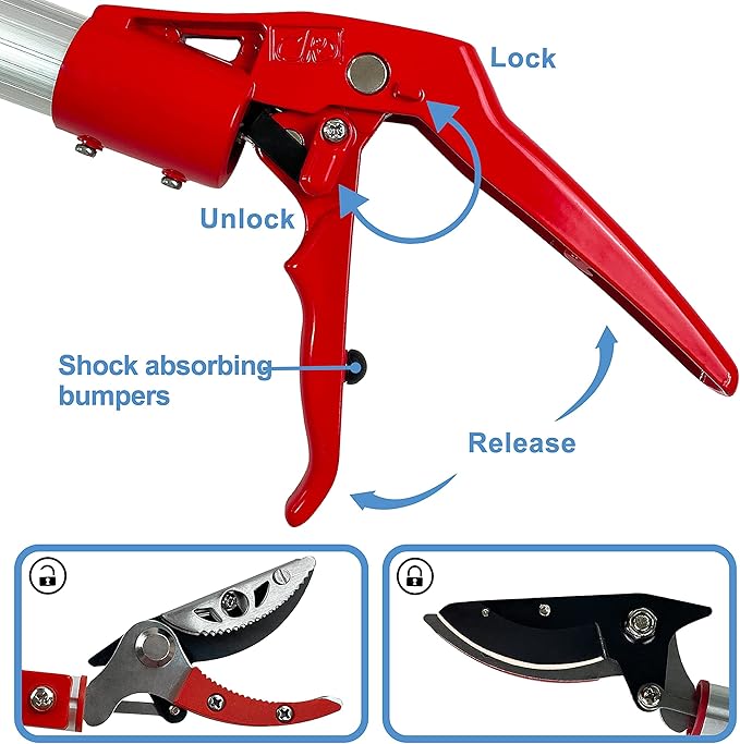 Tree Pruner Extendable 4.5-11.5 FT, Tree Trimmer Telescoping with 4 Section, Long Handle Pruning Shears, Cut and Hold Clippers, Pole Saws Branch Cutter, Loppers, Fruit Picker Tool