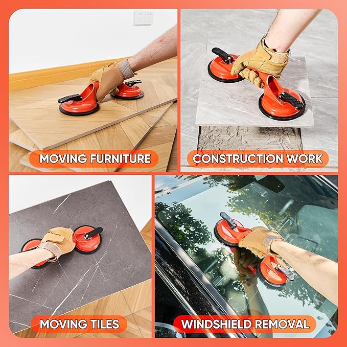 Rubber Mallet & Suction Cup Floor Gap Repair Tool Kit for Laminate, Floating Wood Floors - DIY Gap Fixing (RED)