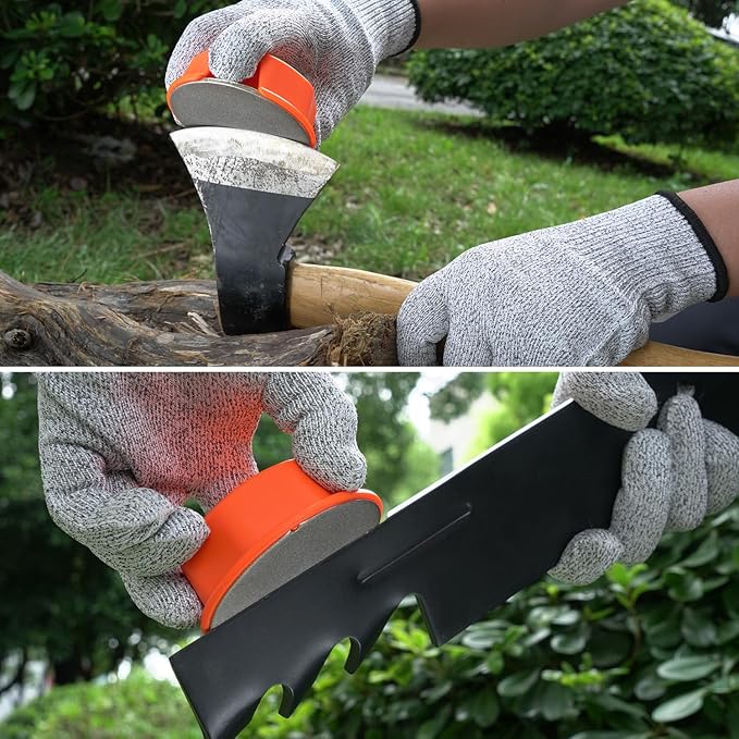 SHARPAL 216N Dual-Grit Diamond Sharpening Stone ??Extra Coarse 220 / Fine 600 Grit Knife & Garden Tool Sharpener for Lawn Mower Blades, Axes, Hatchets, Machetes, Hedge Shears, Chisels & More
