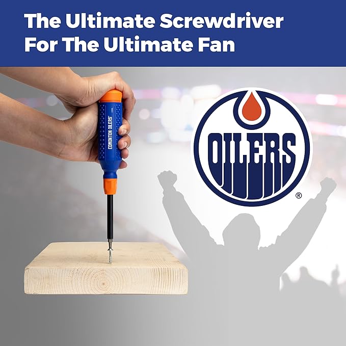 MEGAPRO짰 NHL짰 Team Edition Multi-bit Screwdriver | Officially Licensed NHL짰 Gear | Durable, Ergonomic, Pro-Grade Screwdriver (Edmonton Oilers짰)
