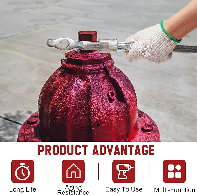 Tandefio 1 Pcs Fire Hydrant Wrench Adjustable, 1-1/2 to 3 20 Inch Multifunctional Hydrant Wrench for Tightening Fire Nuts Tightening Water Pipes, 3 Position Adjustable Nuts 1-1/2 to 3