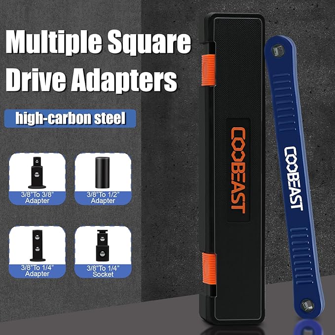Offset Extension Wrench Impact Ready Socket Wrench Extender Tool with Versatile 1/4", 3/8", and 1/2" Square Drive Adapters, Universal Extensions Wrench for Small Place
