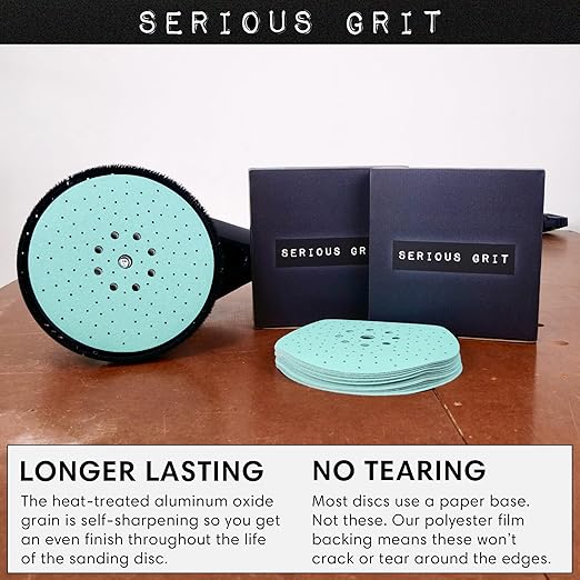 Serious Grit - 225mm 9-Hole 180 Grit Drywall Sanding Discs - Fits Festool Planex LHS 225 Sanders - Heavy-Duty Hook & Loop Film Abrasives - Dust-Free Multi-Hole Drywall Sander Sandpaper - 25 Pack
