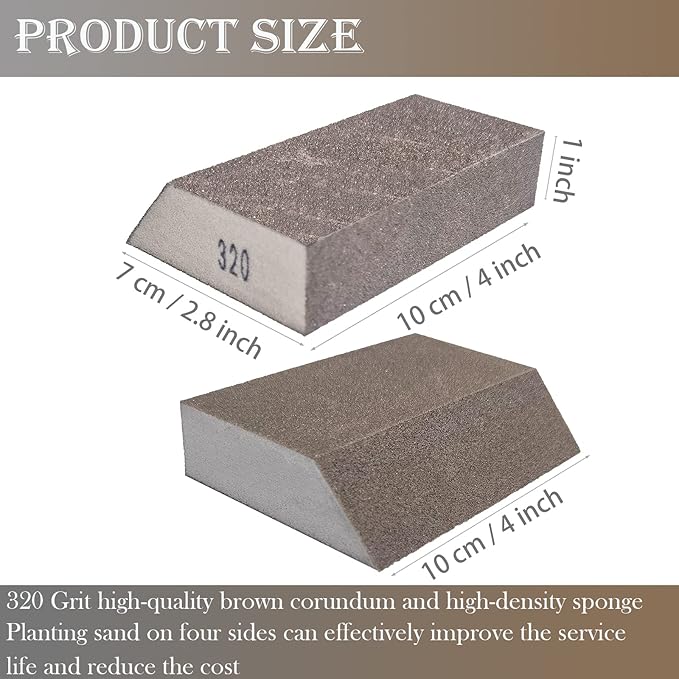 6 Pack Sanding Sponge, 320 Grit Sanding Blocks Assortment,Washable and Reusable for Wood Drywall Metal Home (320 Grit)