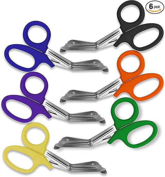 6pcs Rainbow EMT Trauma Shears - 7.5" Stainless Steel Blades for Precise Cutting, Nurse Scissors, Essential for Medical Professionals and First Aid Kits