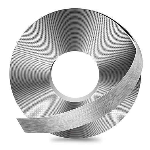 GSCIT Club Grey Silver Edge Banding, 3/4 Inch x 25ft Aluminum Brushed Edge Banding PVC Edge Trim for Cabinet Repair Furniture