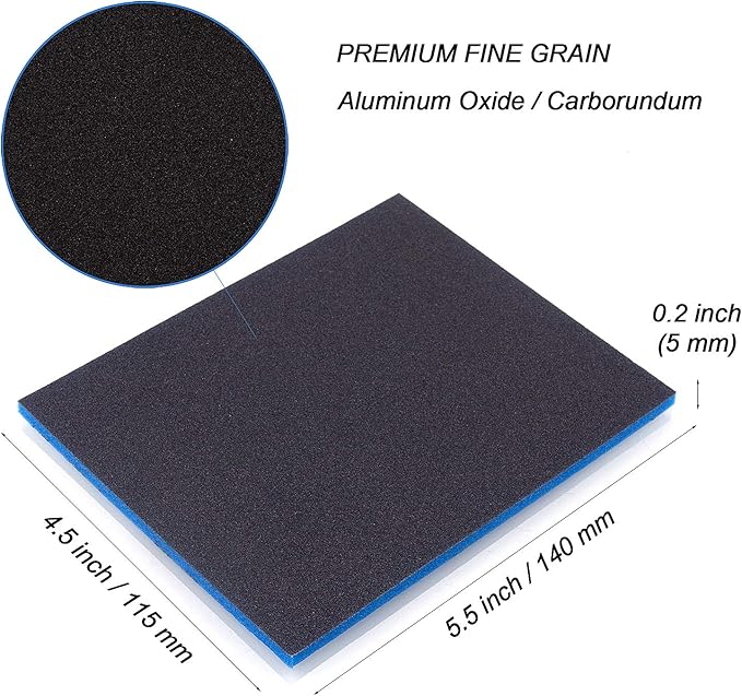 500-2000 Grit Sanding Sponge 8 Pads, 4.5" x 5.5" x 0.2" Assorted Wet or Dry Ultra Fine Hand Sanding Sponges, Flexible Soft Foam Sand Block for Drywall, Corner Contour, Metal Wood, Hobby Model