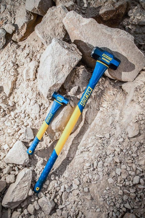 Estwing 12-Pound Hard Face Sledge Hammer for Demolition/Stake Driving, 50-55 HRC, 36-Inch Fiberglass Handle, Overstrike Protection, Textured Grip
