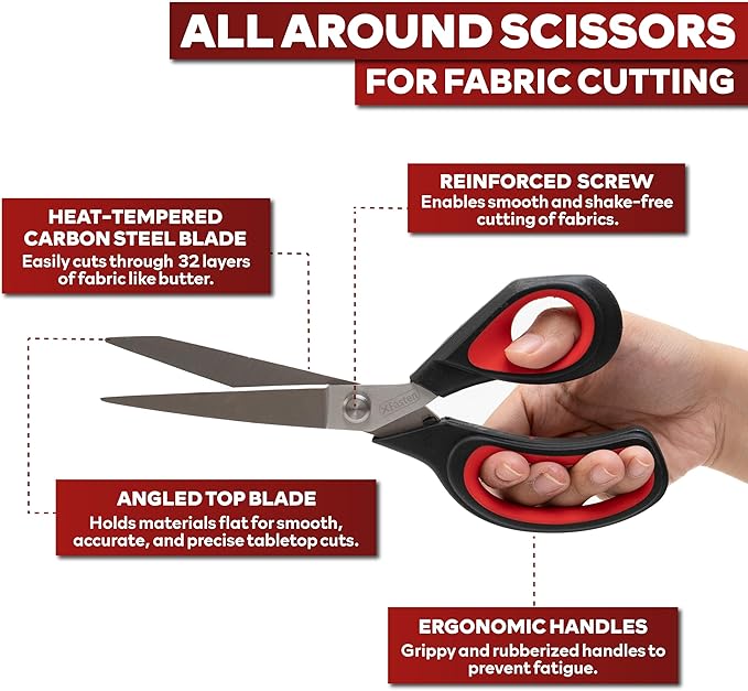 XFasten Heavy-Duty Professional Tailor Scissors, 9.5-Inch Heavy Duty Ultra-sharp Dressmaker?셲 Scissors Shears for Fabric Cutting | Sewing scissors for Fabric