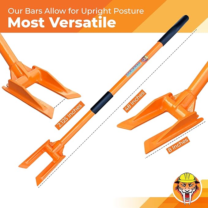 Gutster 48??Demolition Pry Bar & Crowbar ??Round Handle Wrecking Bar for Ceiling & Wall Demo ??Heavy Duty Nail Puller Tool for Contractors, Firefighters & Home Renovations